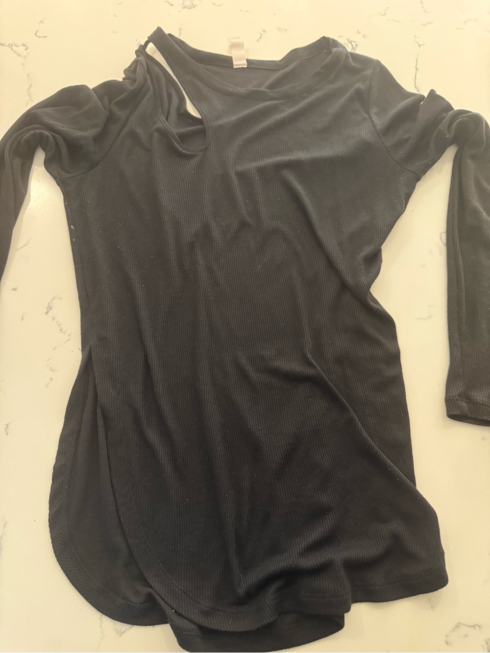 ALO Yoga Black Ribbed Long-Sleeve Scoop Hem Top